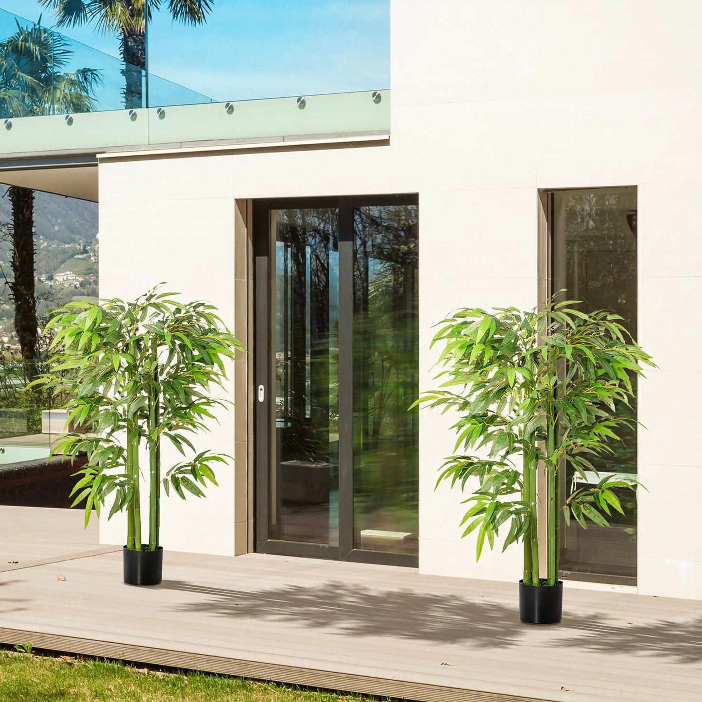 Set of 2, 4.5FT Artificial Bamboo Tree, Indoor Outdoor Decor Artificial Trees at Gallery Canada