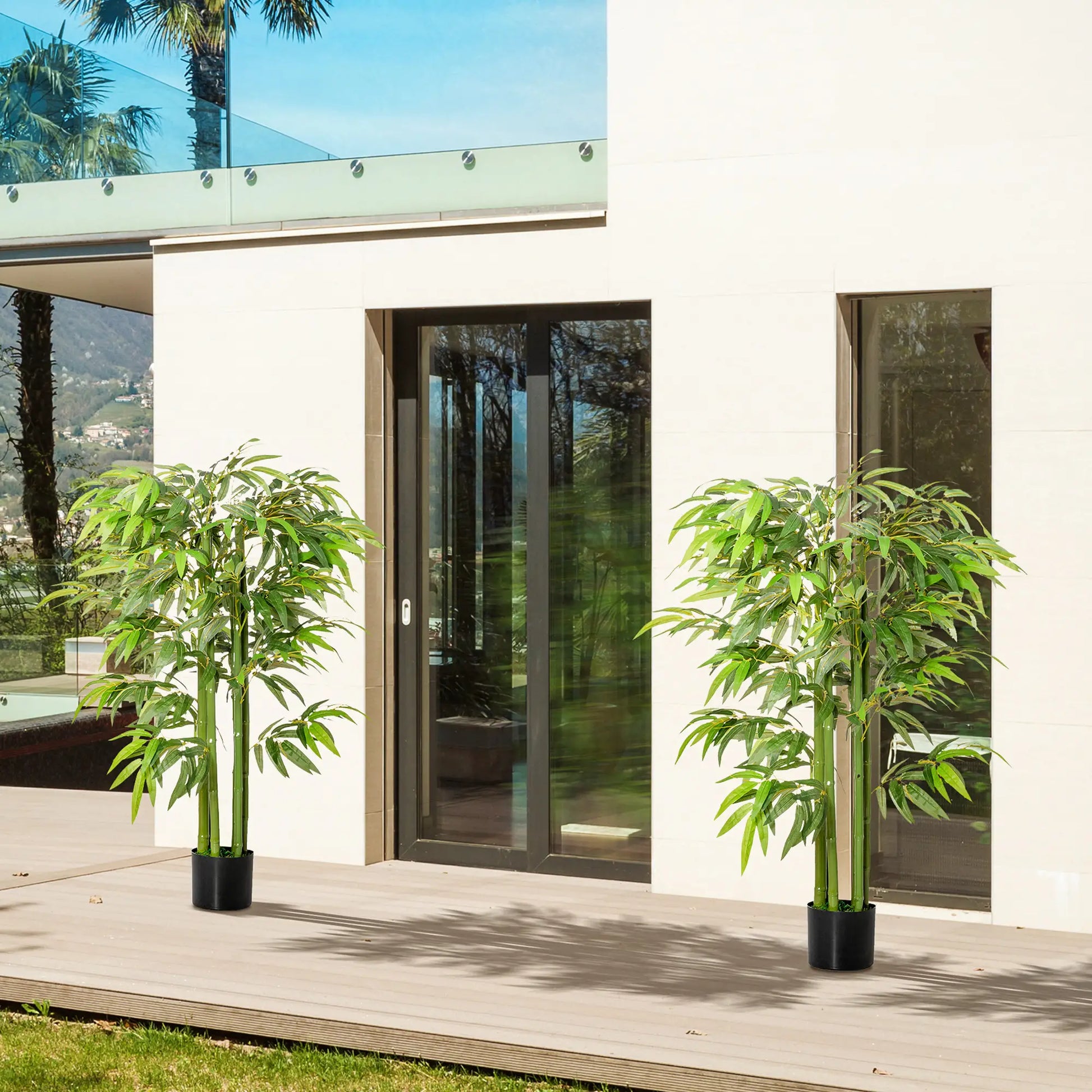 Set of 2, 4.5FT Artificial Bamboo Tree, Indoor Outdoor Decor Artificial Trees at Gallery Canada