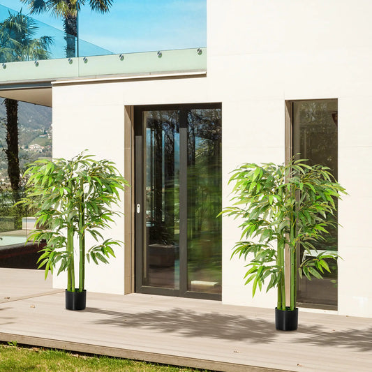 Set of 2, 4.5FT Artificial Bamboo Tree, Indoor Outdoor Decor Artificial Trees Green at Gallery Canada