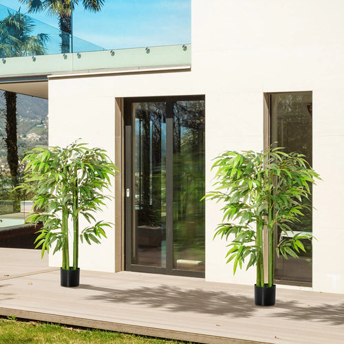 Set of 2, 4.5FT Artificial Bamboo Tree, Indoor Outdoor Decor