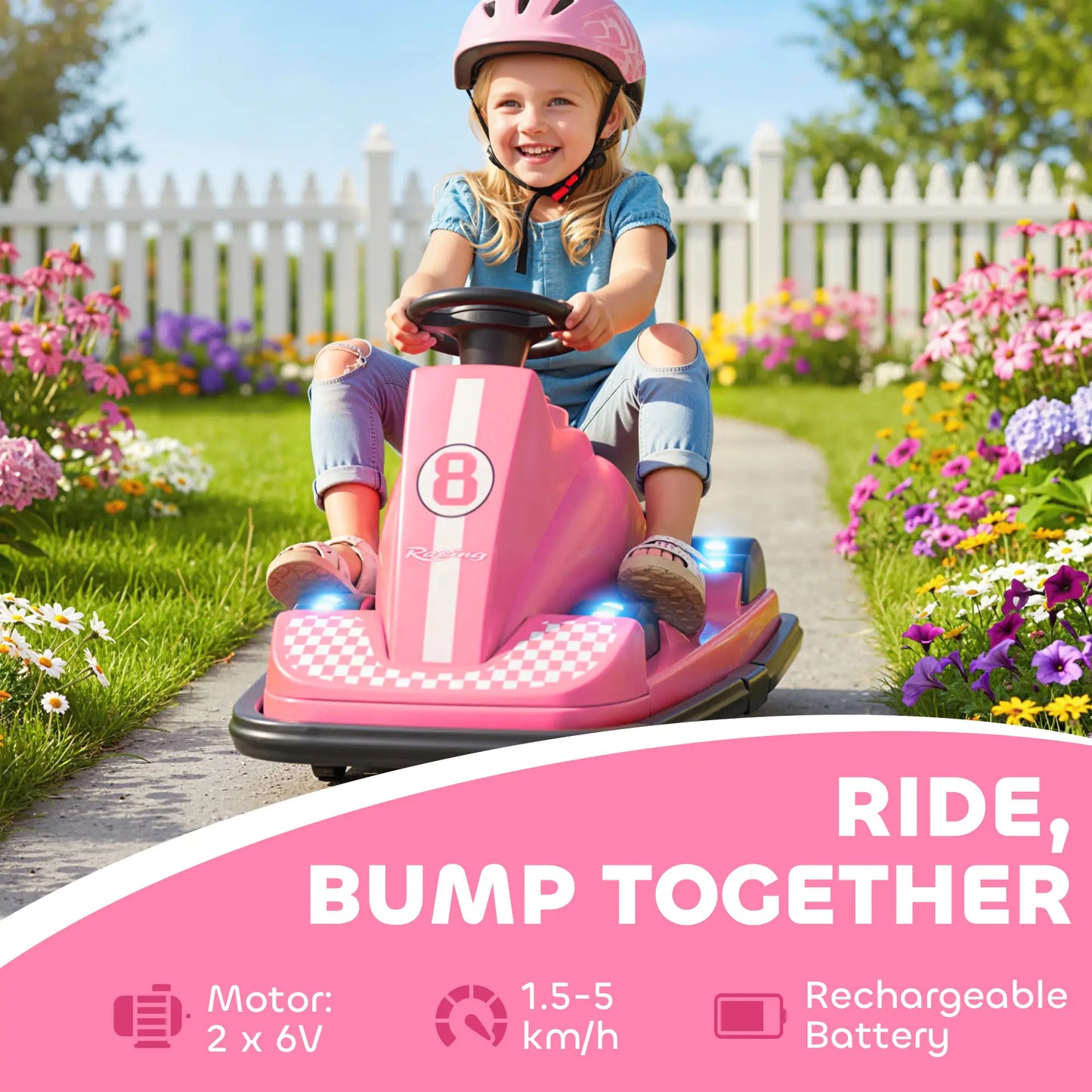 Bumper Car For Kids, 6V Battery Powered, 360 Degree Spin, Dual Motors, Pink Electric Toy Cars at Gallery Canada