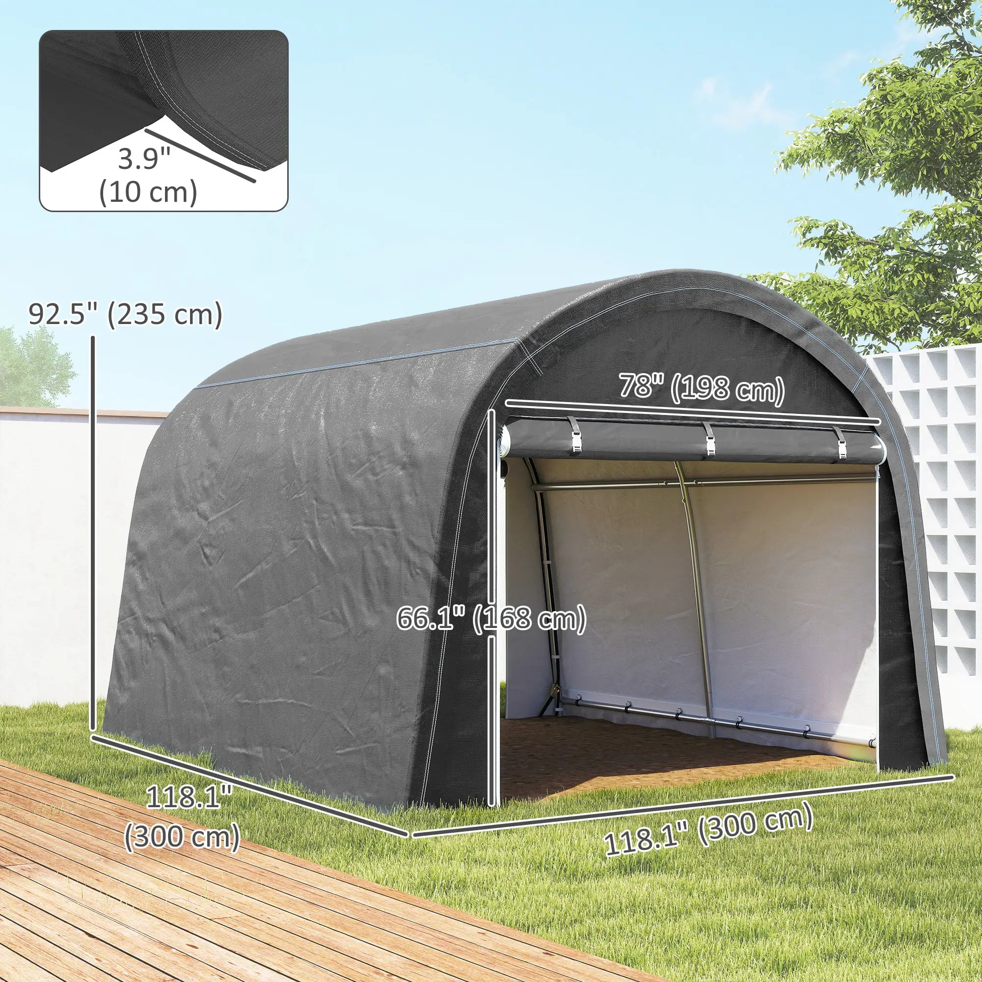 10' x 10' Outdoor Storage Tent, Heavy Duty Waterproof Shed for Bike, Motorcycle, Garden Tools Sheds at Gallery Canada