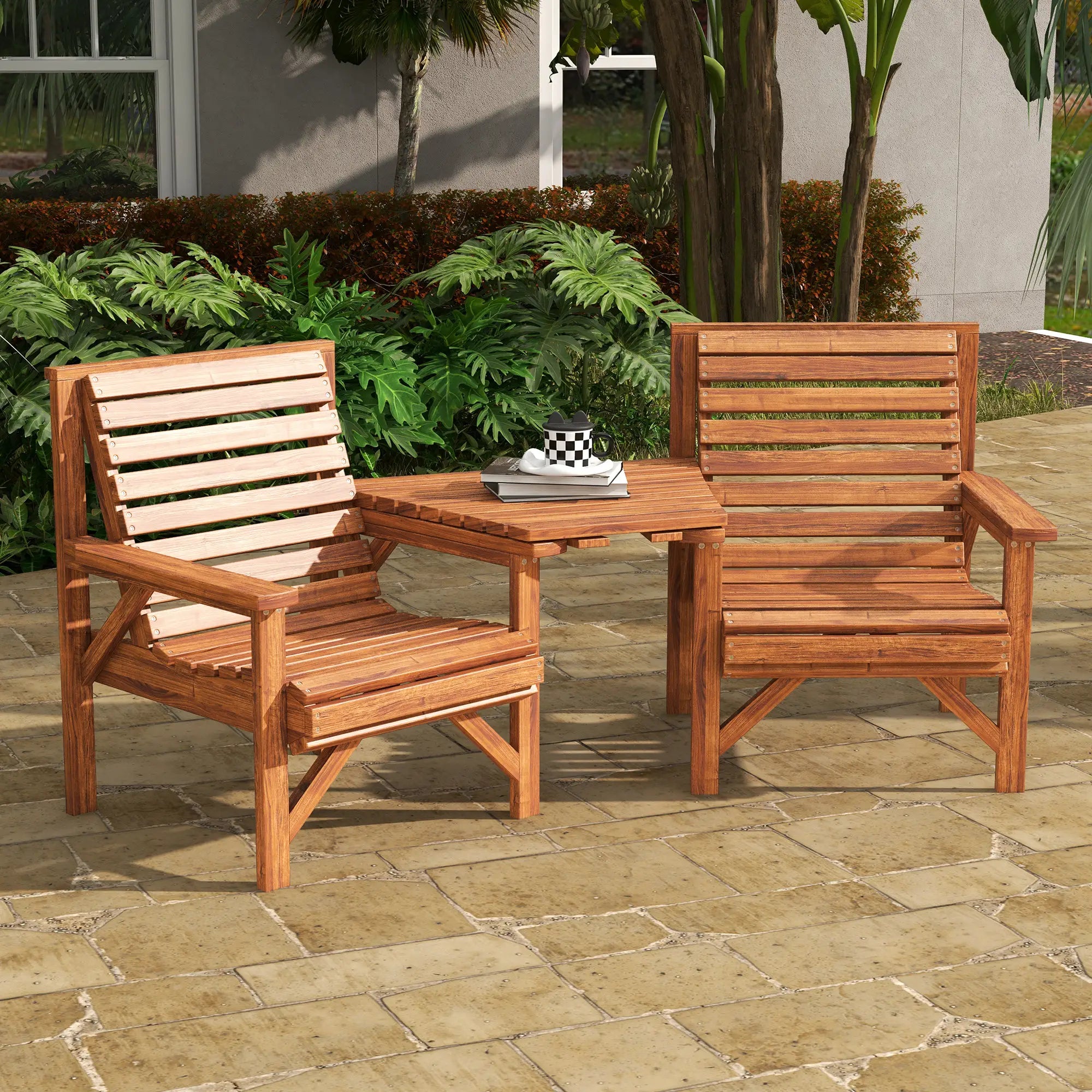 3Pcs Outdoor Bench Set, Backyard, Balcony, Tan Brown Outdoor Benches at Gallery Canada