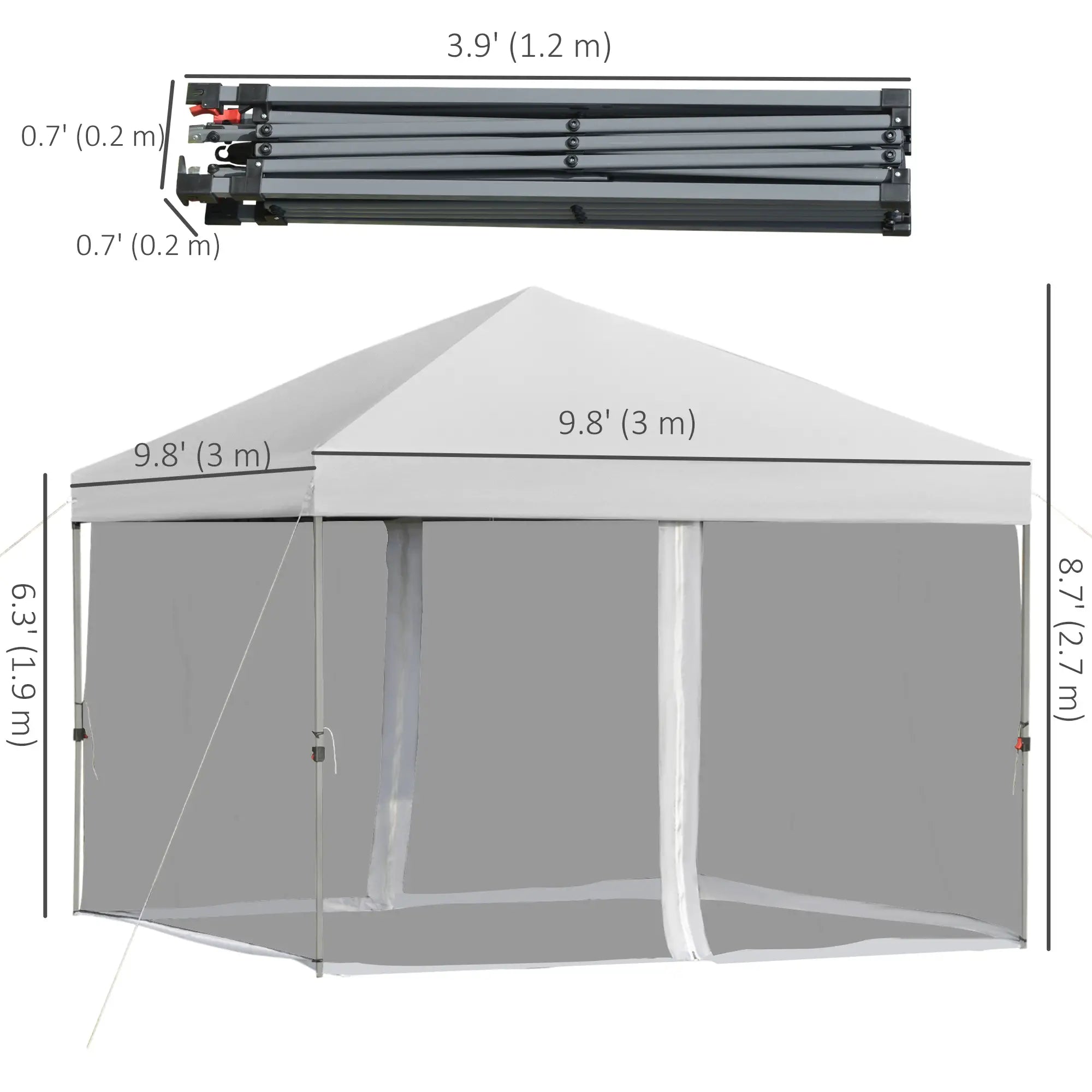 10' x 10' Pop-Up Canopy Tent, 3-Level Adjustable, Silver Pop Up Canopies at Gallery Canada