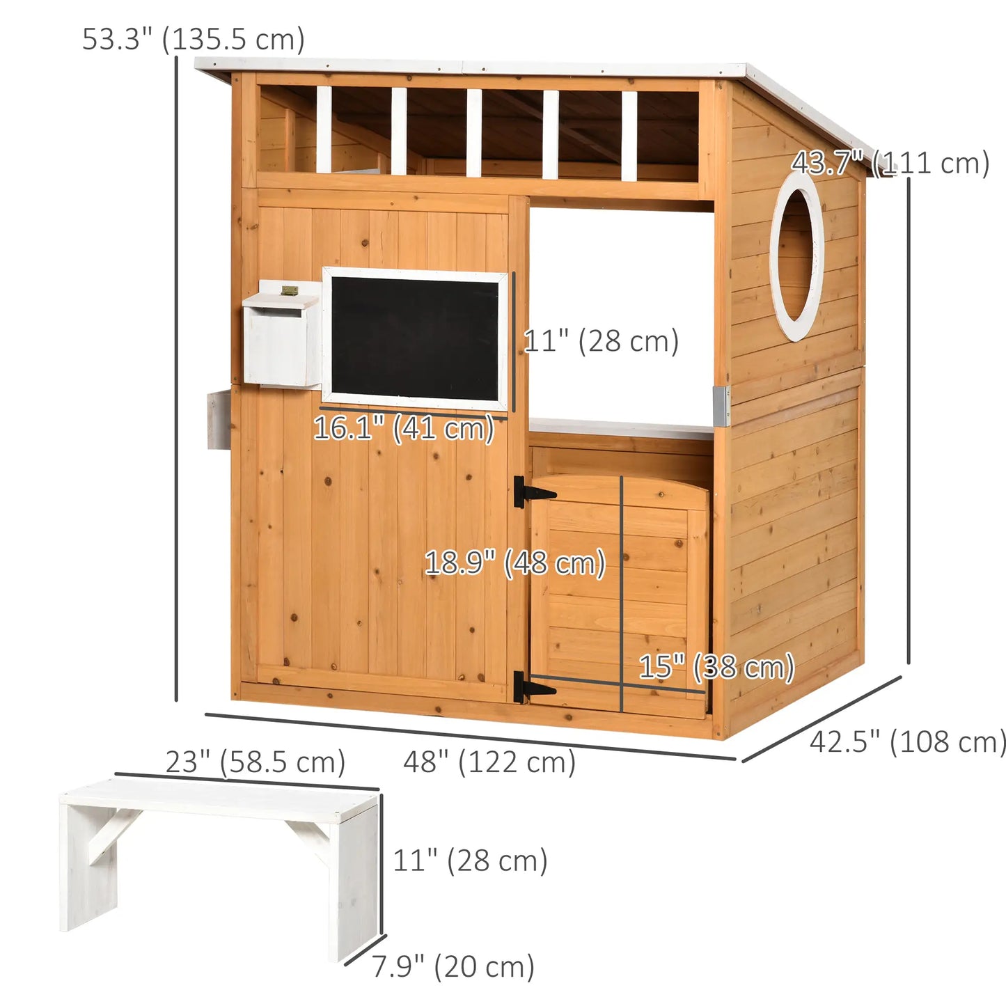 Wooden Kids Playhouse with Door, Windows & Mailbox, Yellow Play Houses at Gallery Canada