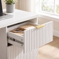 Computer Desk with Reversible Drawers, 47" White, White