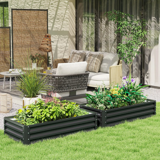 4' x 2' x 1' Galvanized Raised Garden Bed, Set of 2, Grey Galvanized Planter Boxes Grey at Gallery Canada
