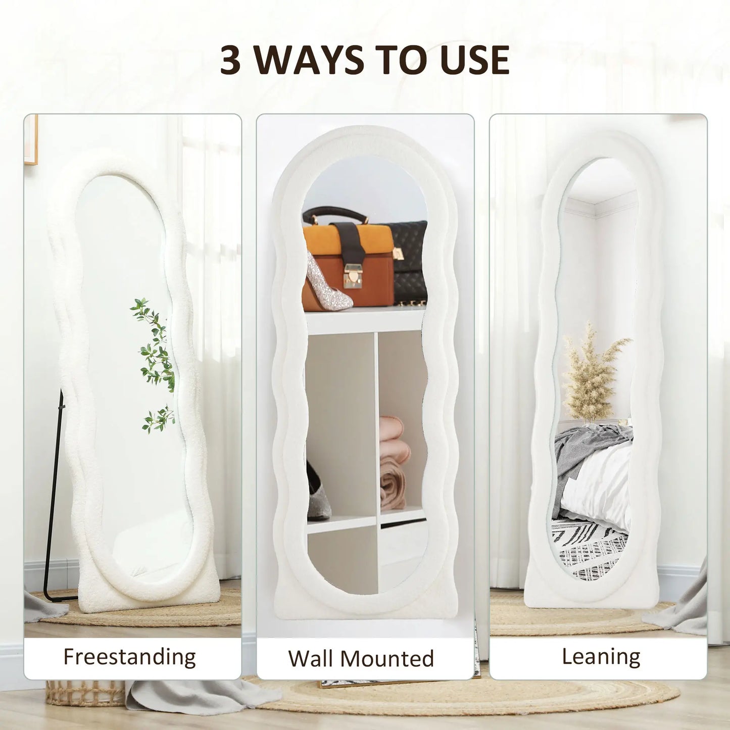 Floor Standing Mirror, Full Length, Leaning or Wall, Arched Top, White Full Length Mirrors at Gallery Canada