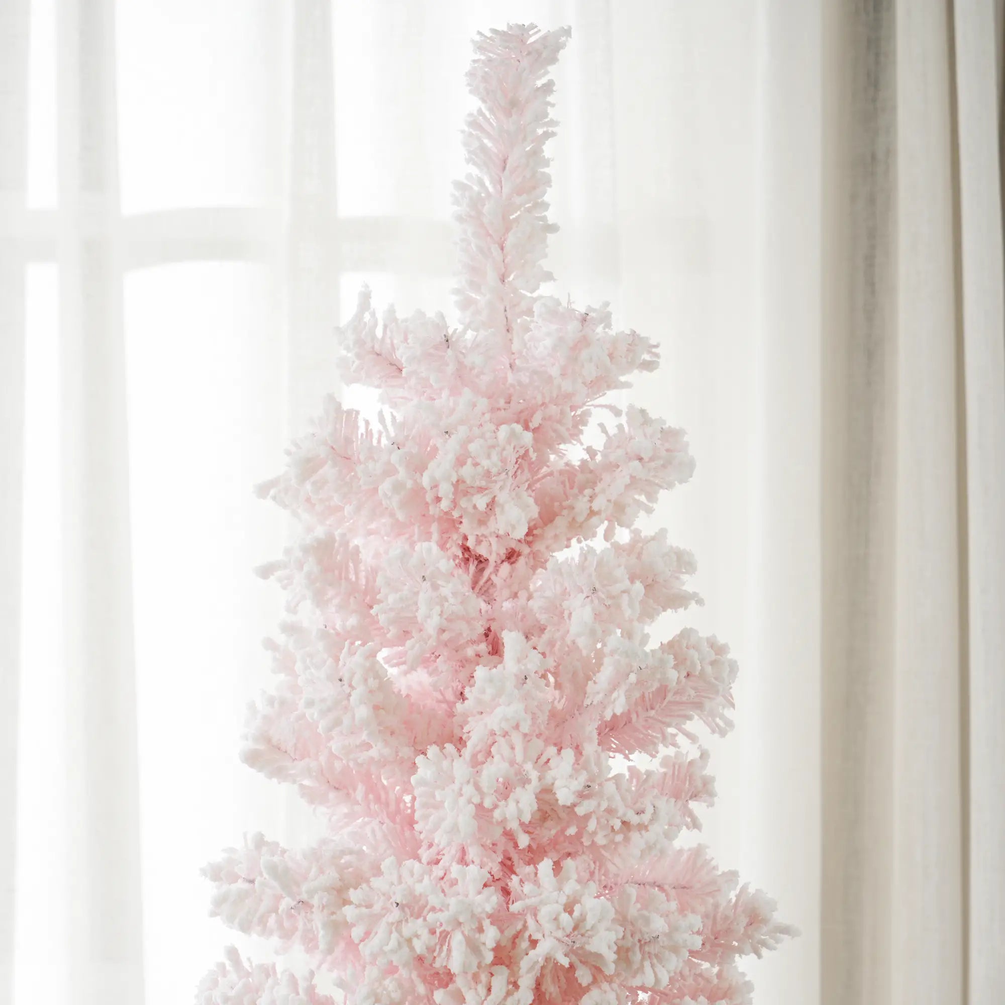 6ft Flocked Pencil Christmas Tree, Realistic Branch Tips, Pink Pencil Christmas Trees at Gallery Canada