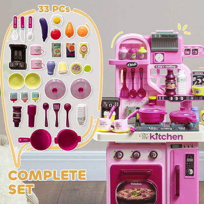 Cuisine de jeu pour enfants avec 33 accessoires, lumières et sons, 3-6 ans