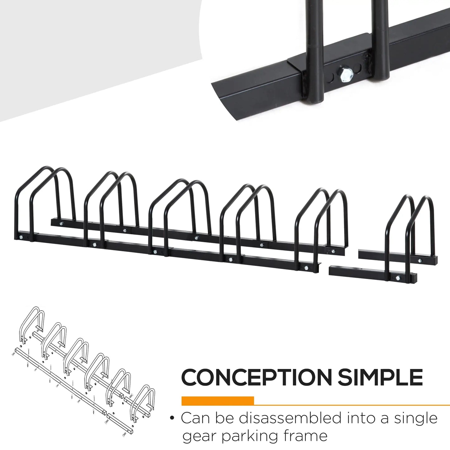 6-Bike Bicycle Floor Parking Rack Cycling Storage Stand Ground Mount Garage Organizer for Indoor and Outdoor Use Black Bike Parking Stands at Gallery Canada