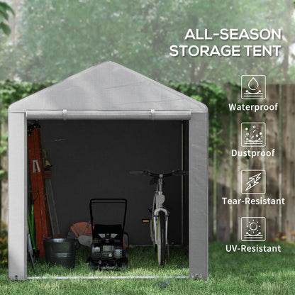 Portable Bicycle Shed, Galvanized Steel Frame, Large Door, Waterproof, Light Grey Sheds at Gallery Canada