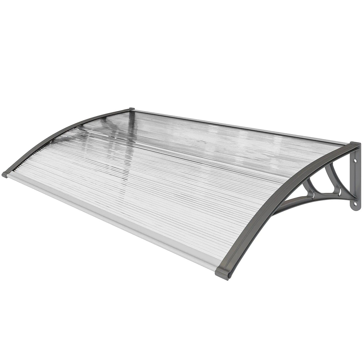 Window Awning Door Canopy, Polycarbonate Patio Cover, 43.3" x 23.6", Clear Door Awnings Grey, Clear at Gallery Canada