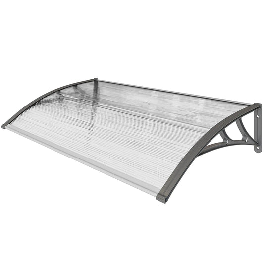 Window Awning Door Canopy, Polycarbonate Patio Cover, 43.3" x 23.6", Clear Door Awnings Grey, Clear at Gallery Canada
