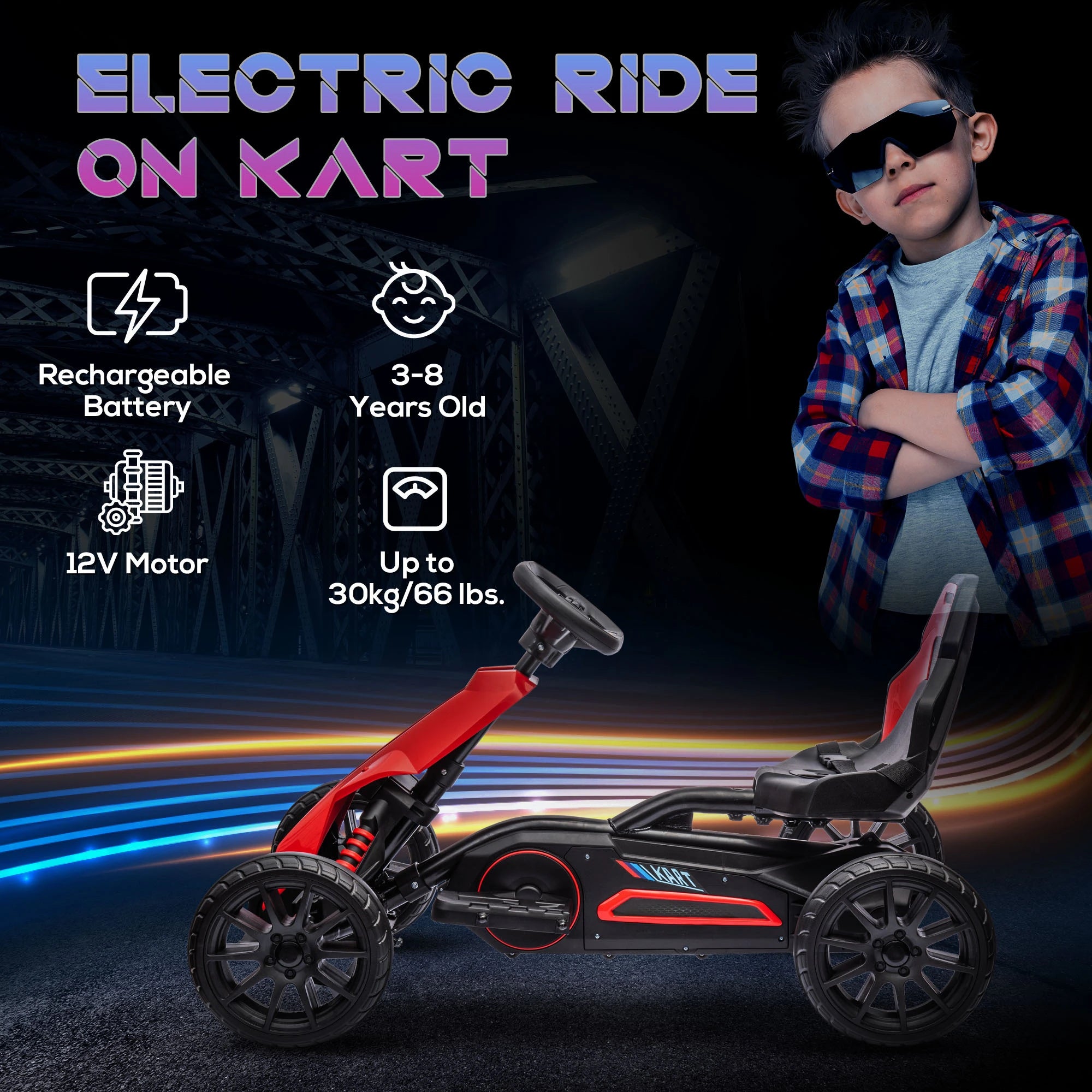 12V 7AH Electric Go Kart, Kids Outdoor Racer, Adjustable Speed, Red Electric Toy Cars at Gallery Canada