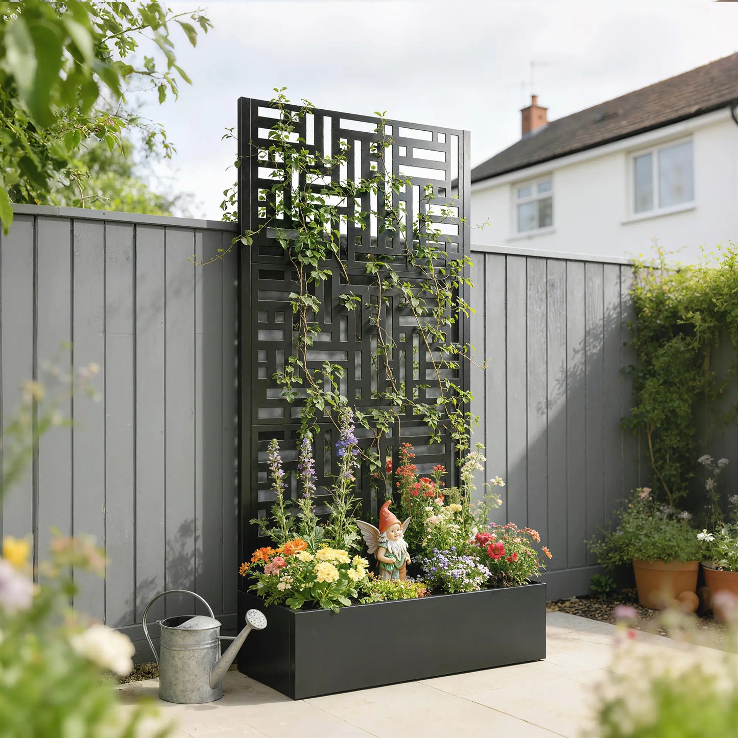 Galvanised Raised Garden Bed With Trellis, 71" Tall Metal Planter Box Galvanized Planter Boxes at Gallery Canada