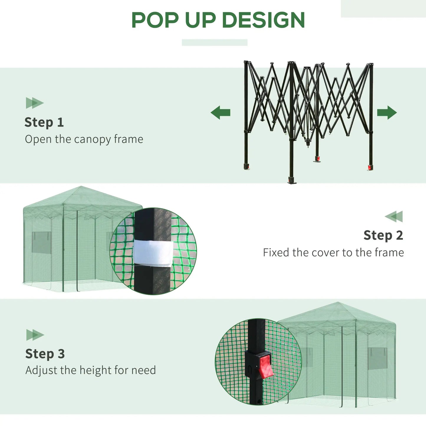 8' x 6' Portable Pop Up Greenhouse, Outdoor Walk-in, Green Walk In Greenhouses at Gallery Canada