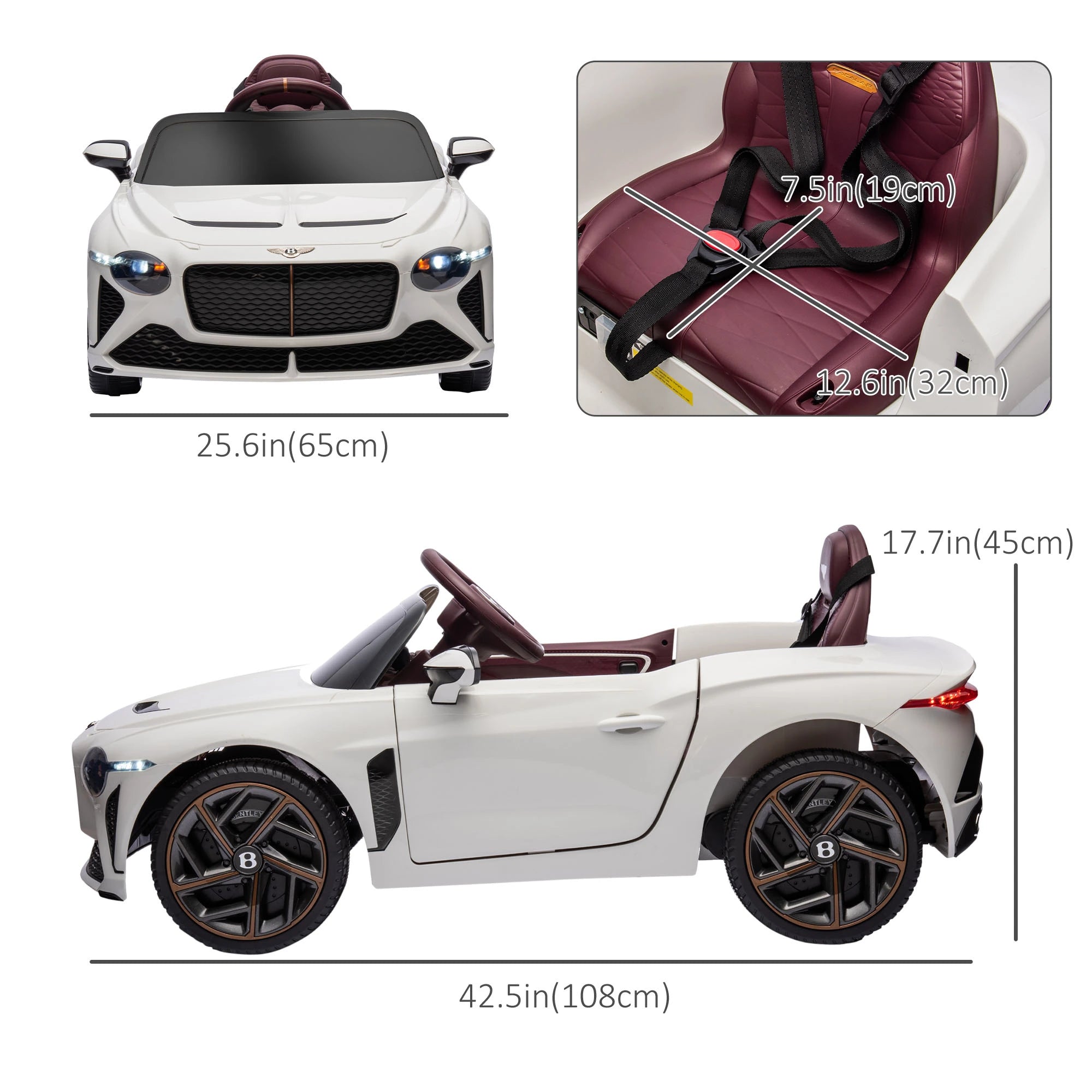 12V Electric Ride On Car, 3.1 MPH, Remote Control, Butterfly Doors, White Electric Toy Cars at Gallery Canada