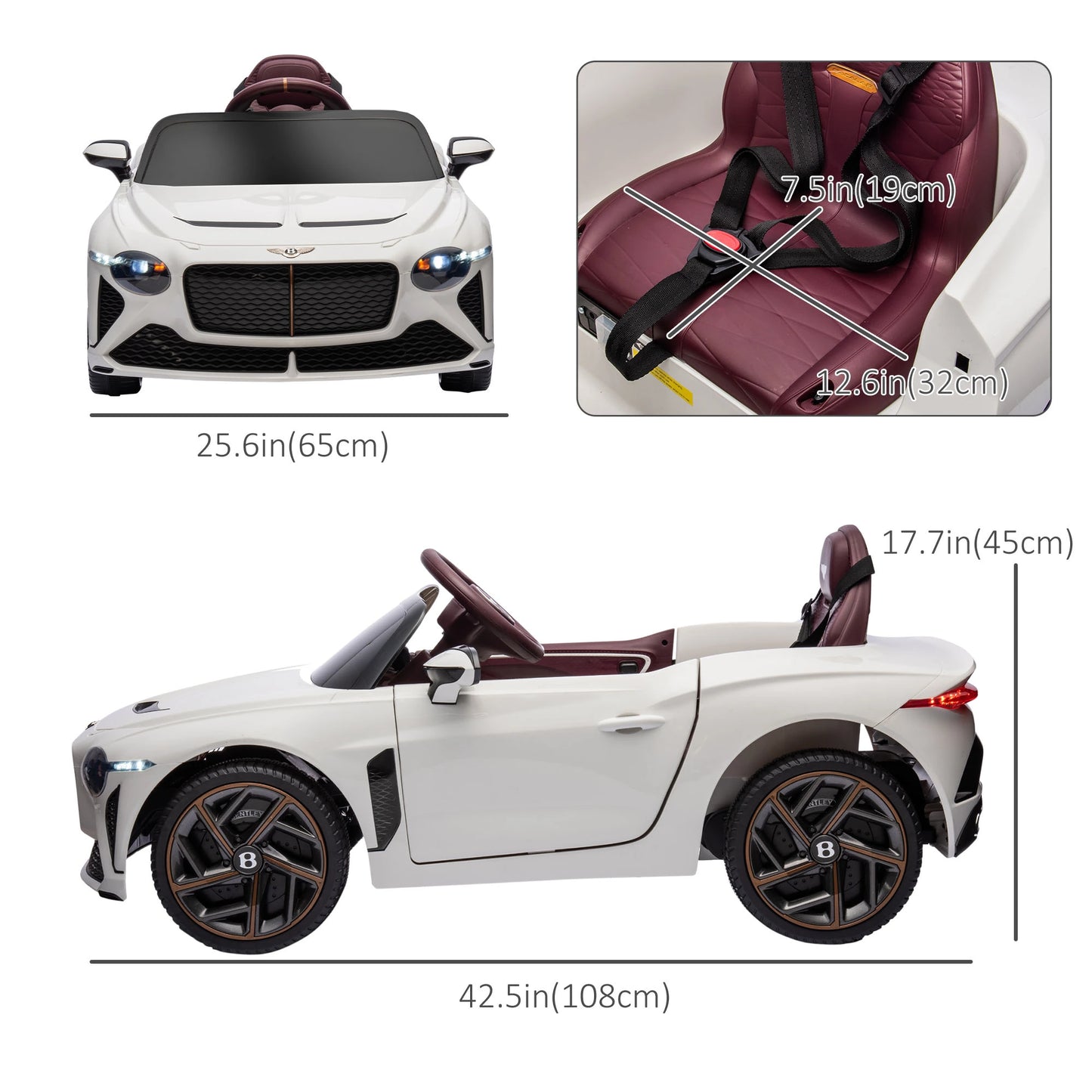 12V Electric Ride On Car, 3.1 MPH, Remote Control, Butterfly Doors, White Electric Toy Cars at Gallery Canada