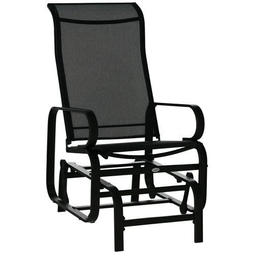 Patio Glider with Breathable Mesh, Outdoor Rocking Chair, Black