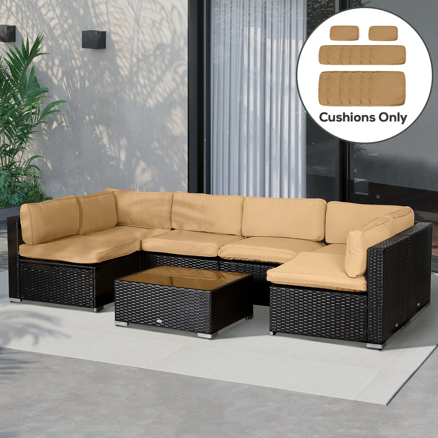 14pc Patio Rattan Sofa Set, Polyester Cover Replacement, Beige Patio Chair Cushions at Gallery Canada