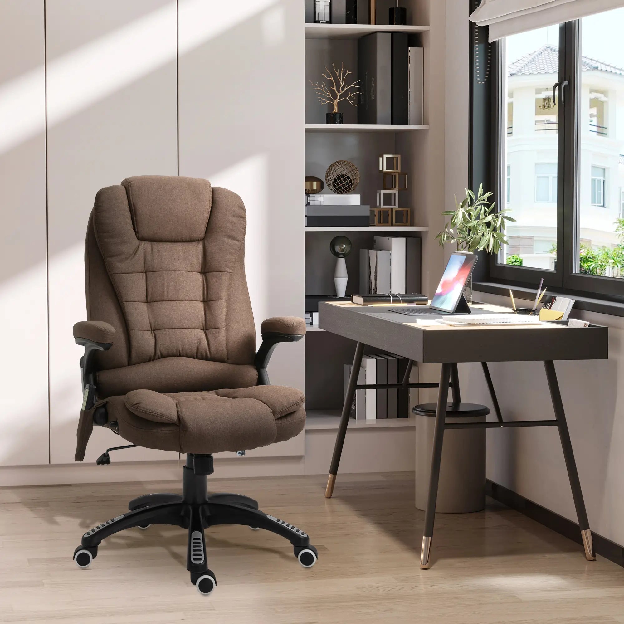Reclining Massage Office Chair, High Back, Swivel Wheels, Brown Massage Chairs at Gallery Canada