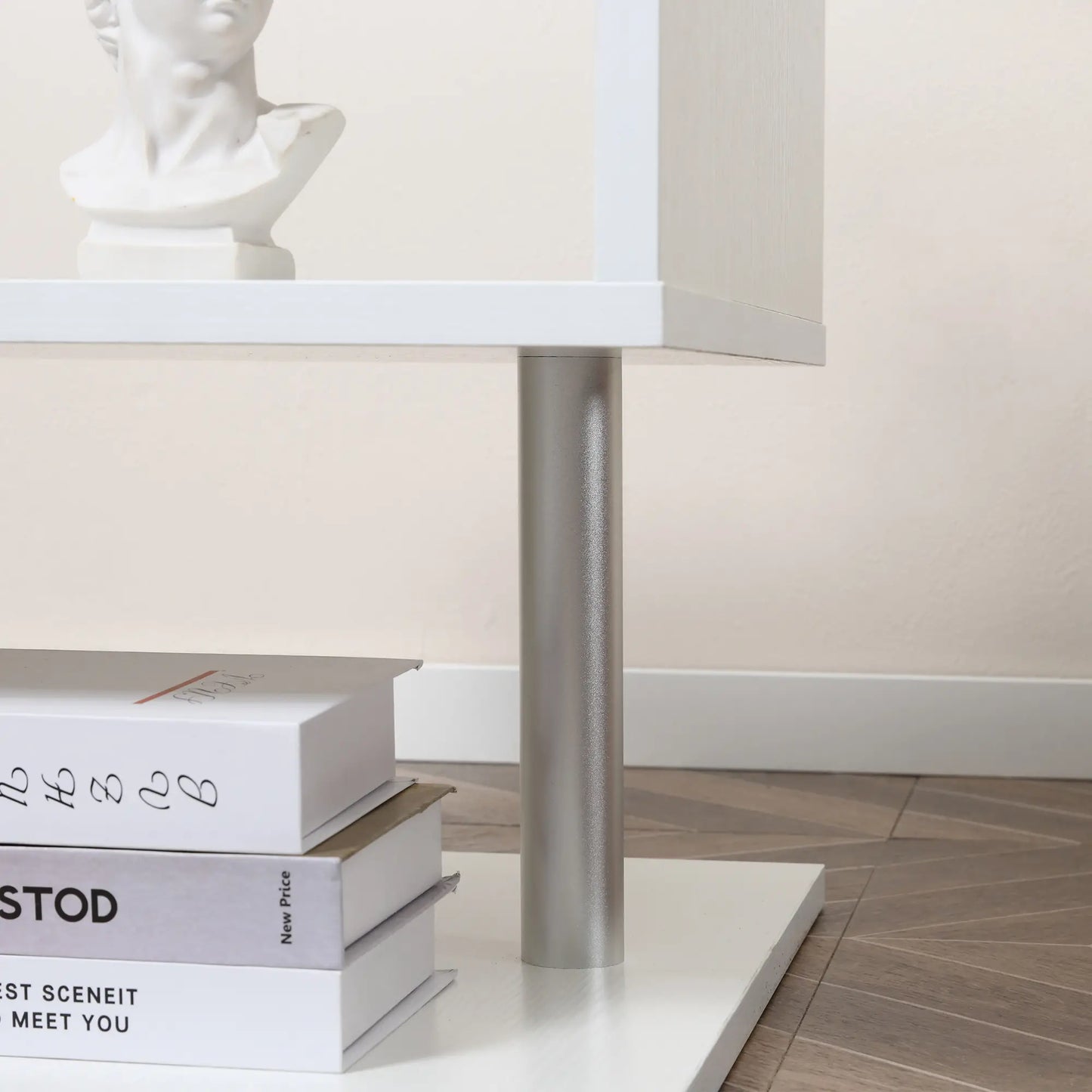 Wooden S Shape End Table, 3 Tier Storage Shelves, White Side Tables at Gallery Canada