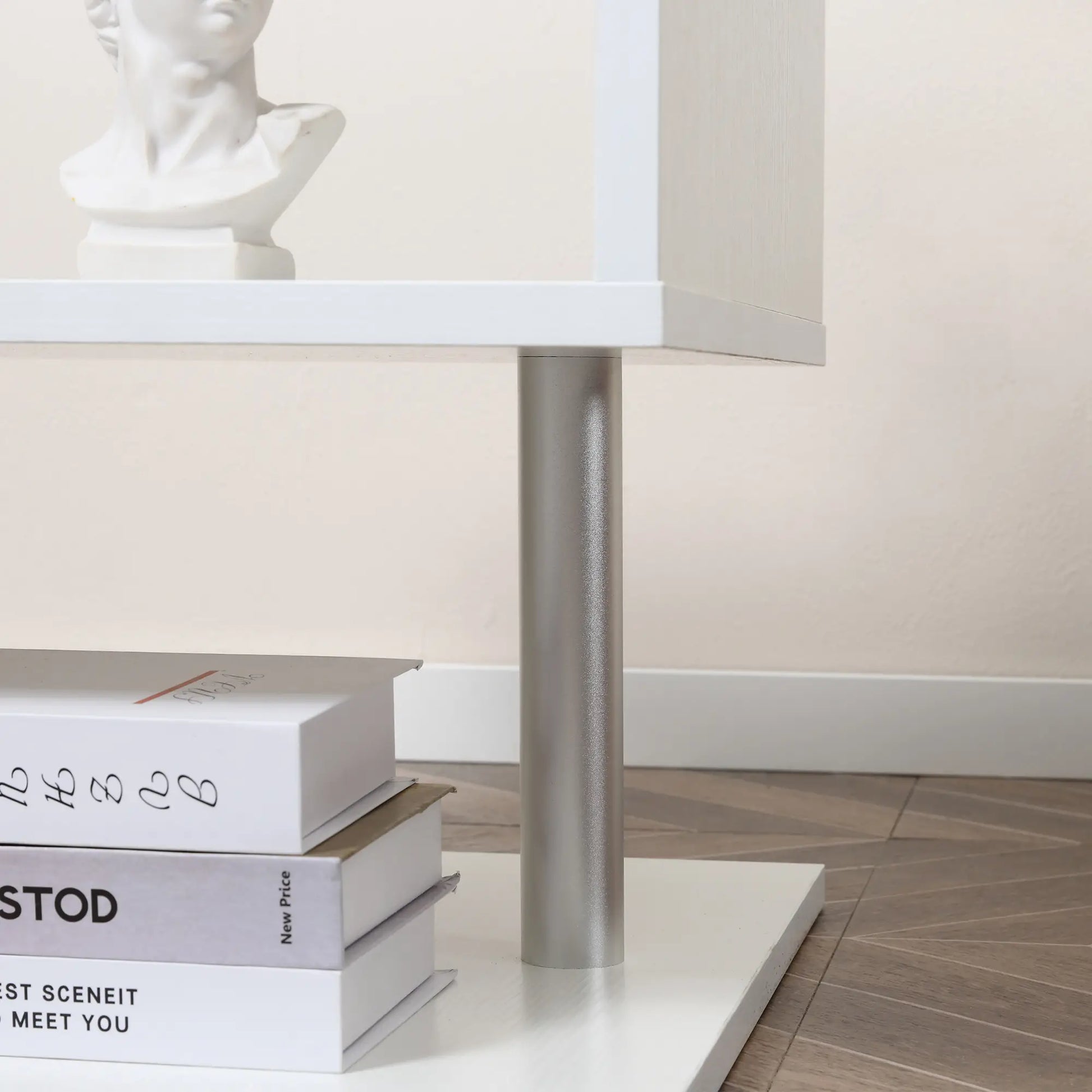 Wooden S Shape End Table, 3 Tier Storage Shelves, White Side Tables at Gallery Canada