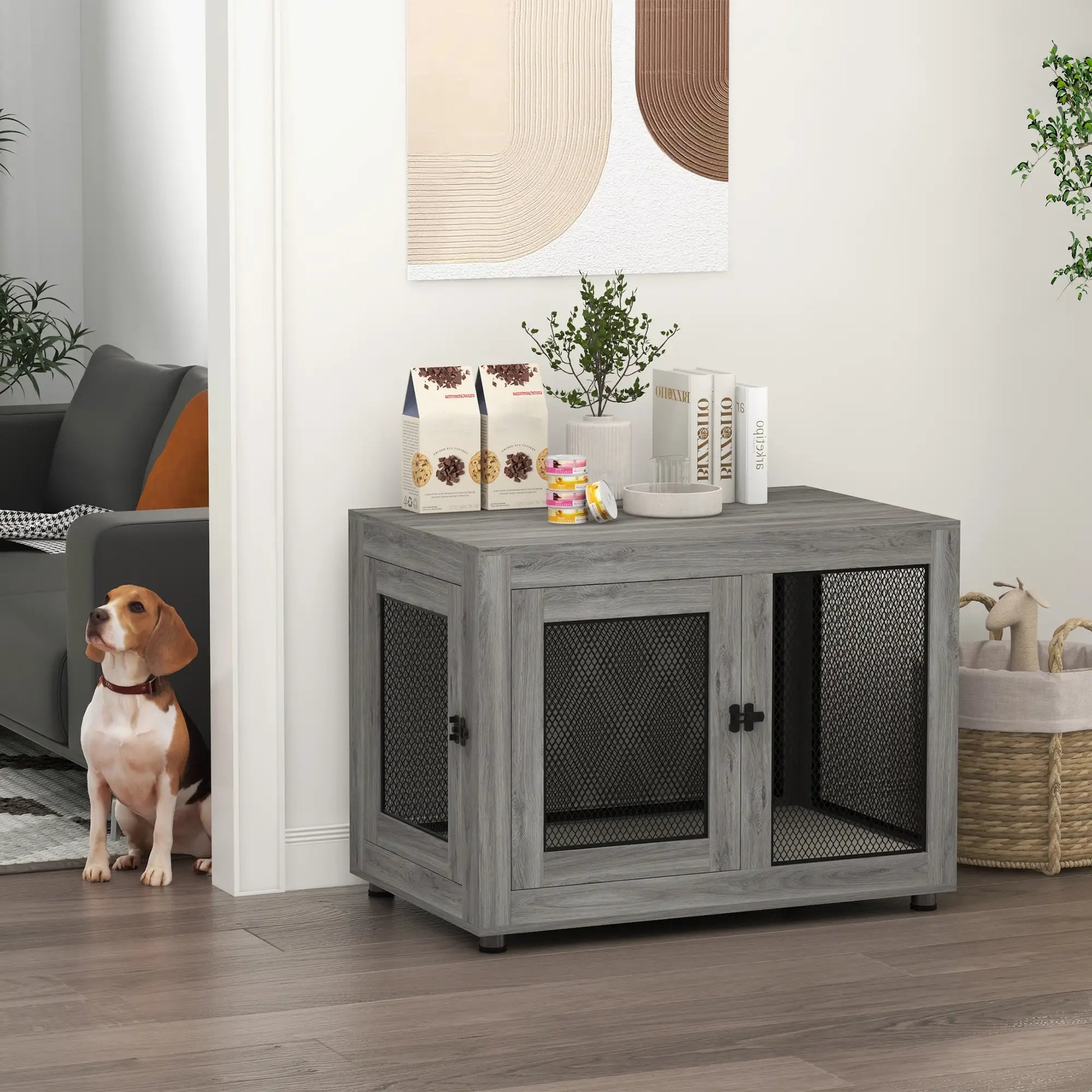 Pet Crate End Table, Water-resistant Cushion, Large Medium Dogs, Grey Houses, Kennels & Pens at Gallery Canada