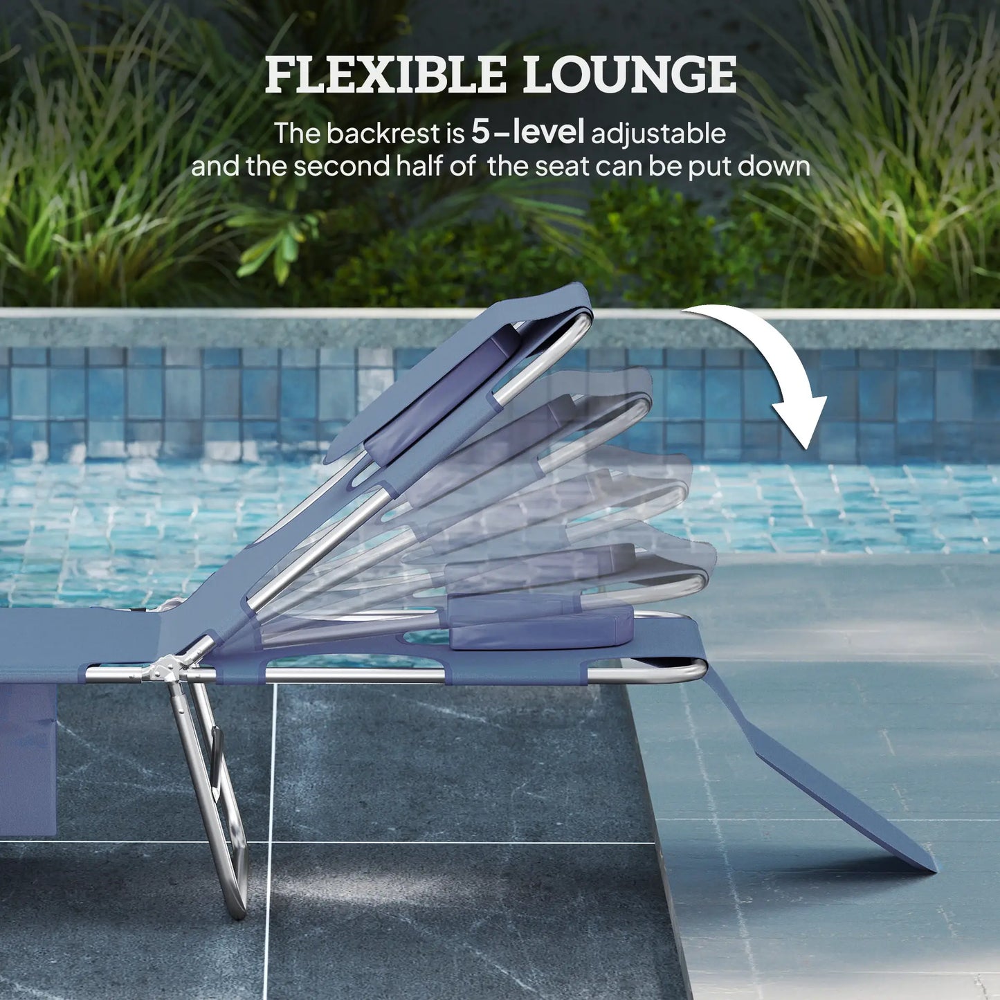 Folding Outdoor Lounge Chair, 5-Level Tanning Chair, Grey Lounger Chairs at Gallery Canada
