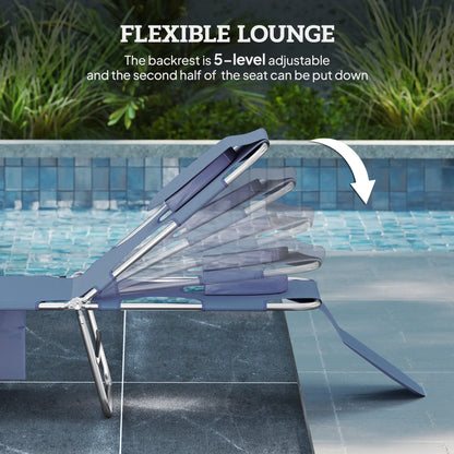 Folding Outdoor Lounge Chair, 5-Level Tanning Chair, Grey Lounger Chairs at Gallery Canada