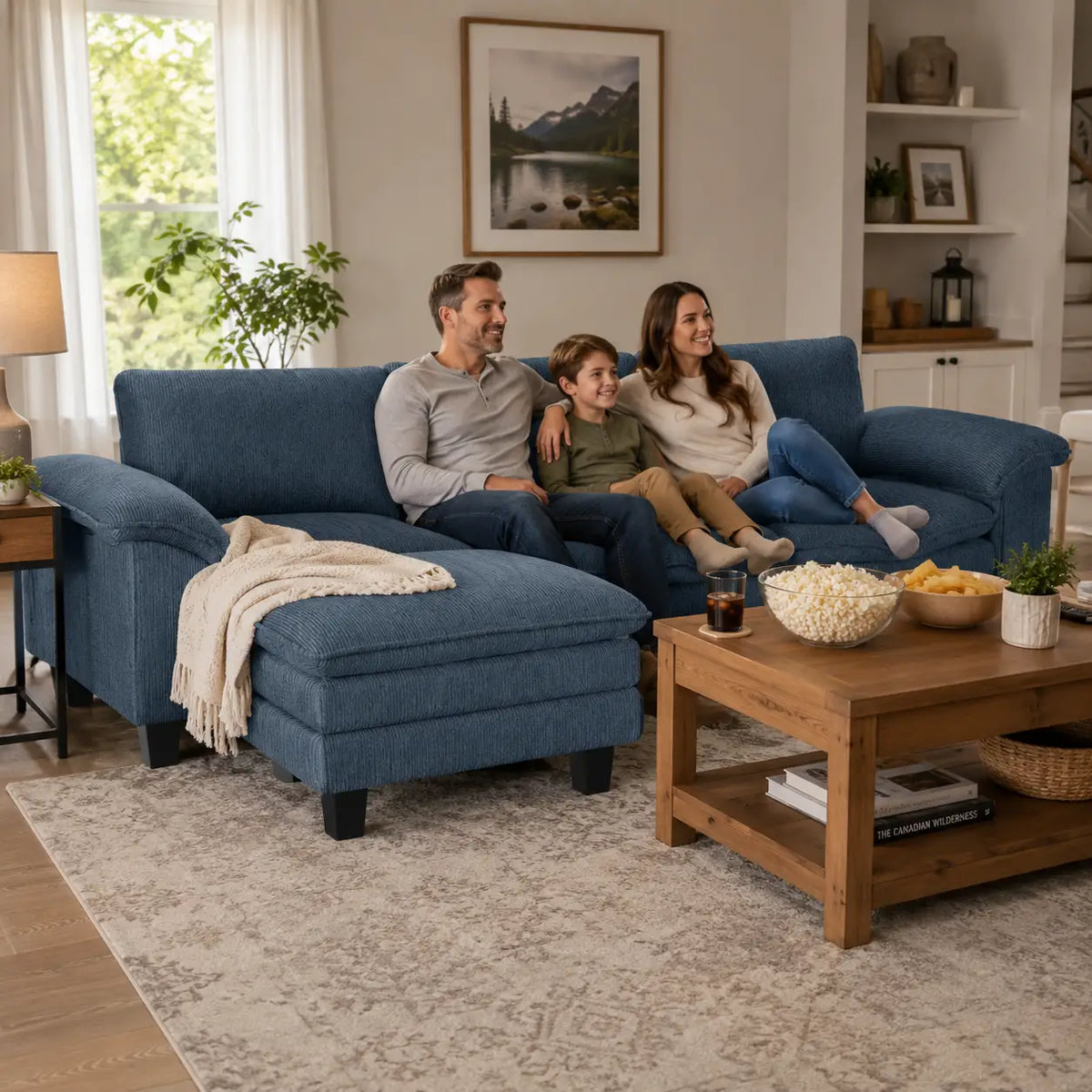 Sectional Sofa, L Shaped Couch, Deep Seat, Blue L Shaped Couchs at Gallery Canada