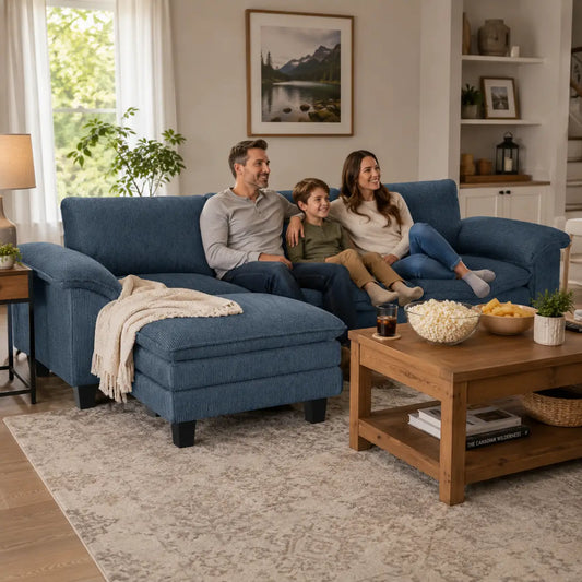 Sectional Sofa, L Shaped Couch, Deep Seat, Blue L Shaped Couchs Blue at Gallery Canada