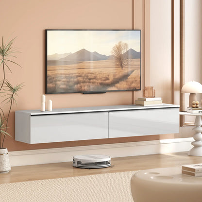 Wall Mounted TV Stand, Floating Cabinet, For TVs Up To 80", White TV Stands at Gallery Canada