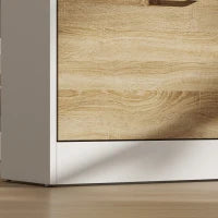 Armoire à chaussures fine, 2 tiroirs rabattables, étagères réglables, tiroir, plateau en verre
