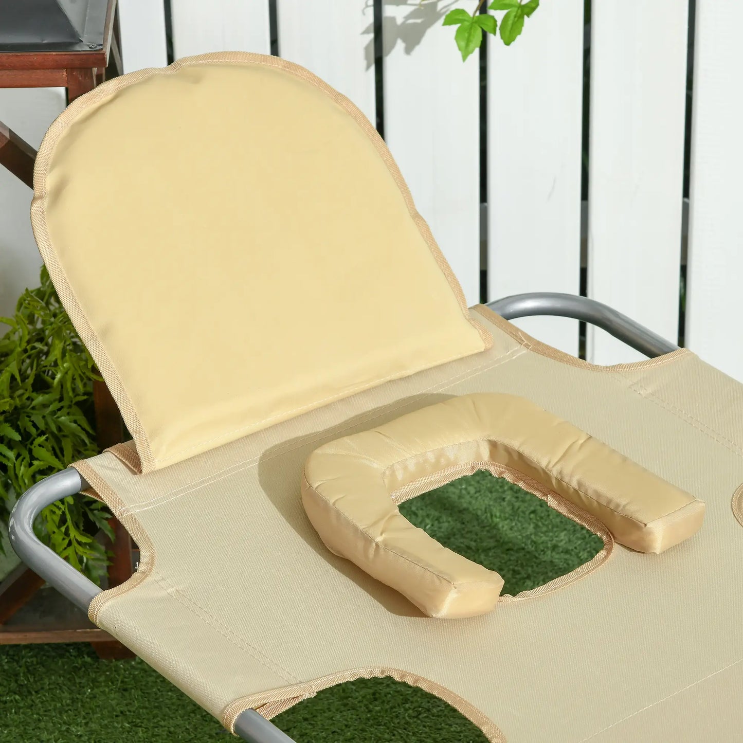 Folding Outdoor Lounge Chair, 5-Level Tanning Chair, Beige Lounger Chairs at Gallery Canada