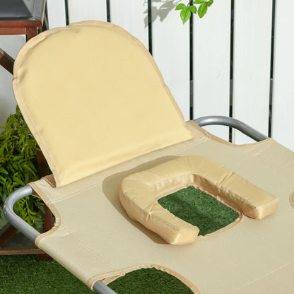 Folding Outdoor Lounge Chair, 5-Level Tanning Chair, Beige Lounger Chairs at Gallery Canada