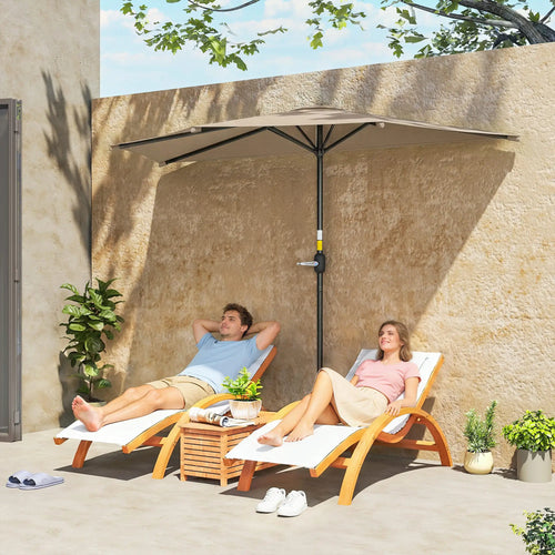 9.8ft Half Umbrella, Semi Round Patio Parasol, Crank Handle, Top Vent, Coffee