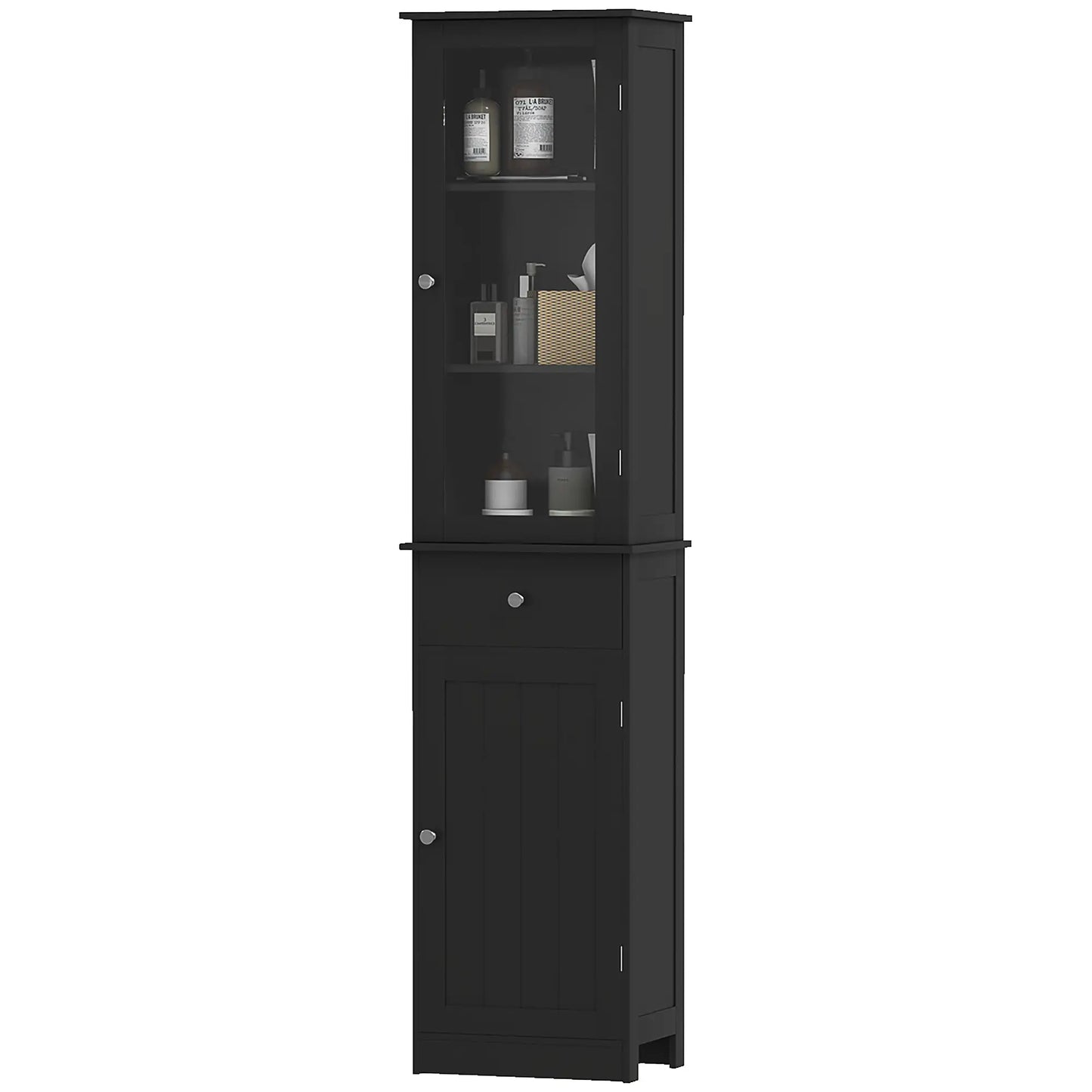 Tall Bathroom Cabinet, 2 Doors, Adjustable Shelves, Black Bathroom Cabinets Black at Gallery Canada
