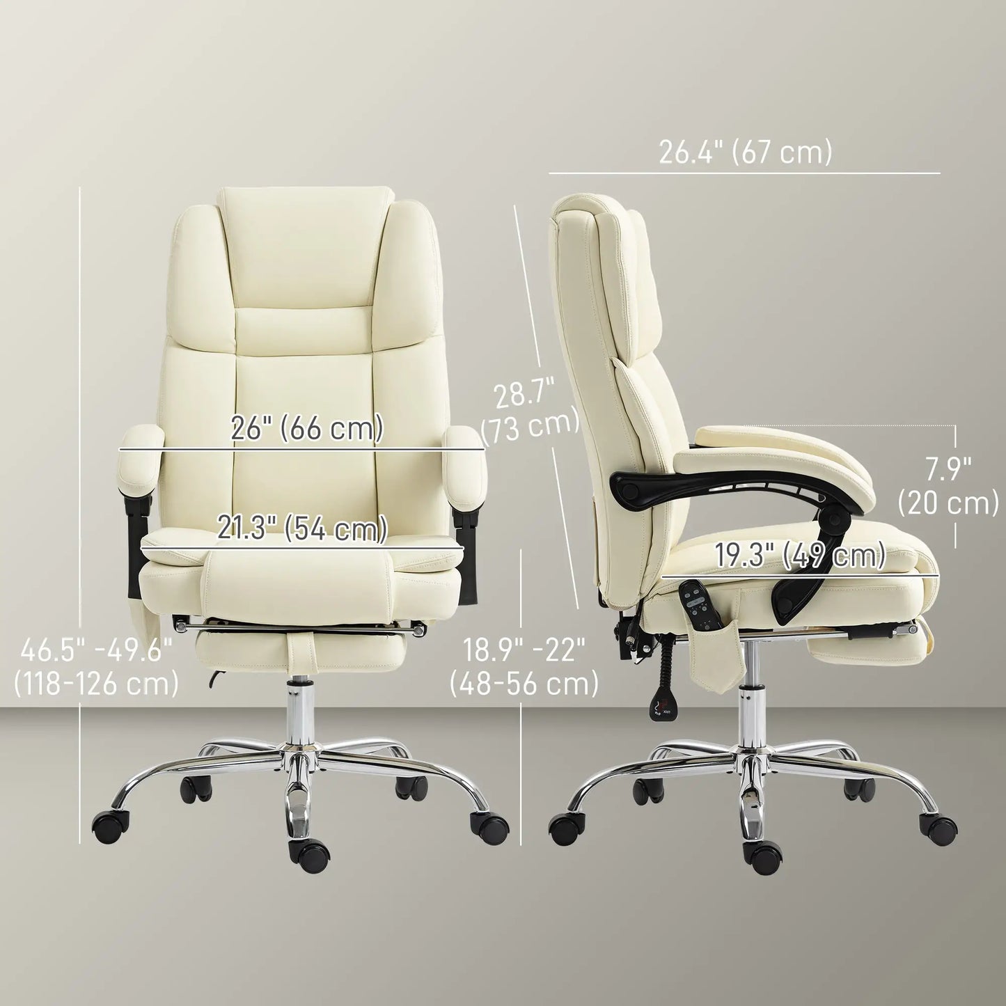 Reclining Massage Office Chair, 6-Point Vibration, Footrest, High Back, White Massage Chairs at Gallery Canada