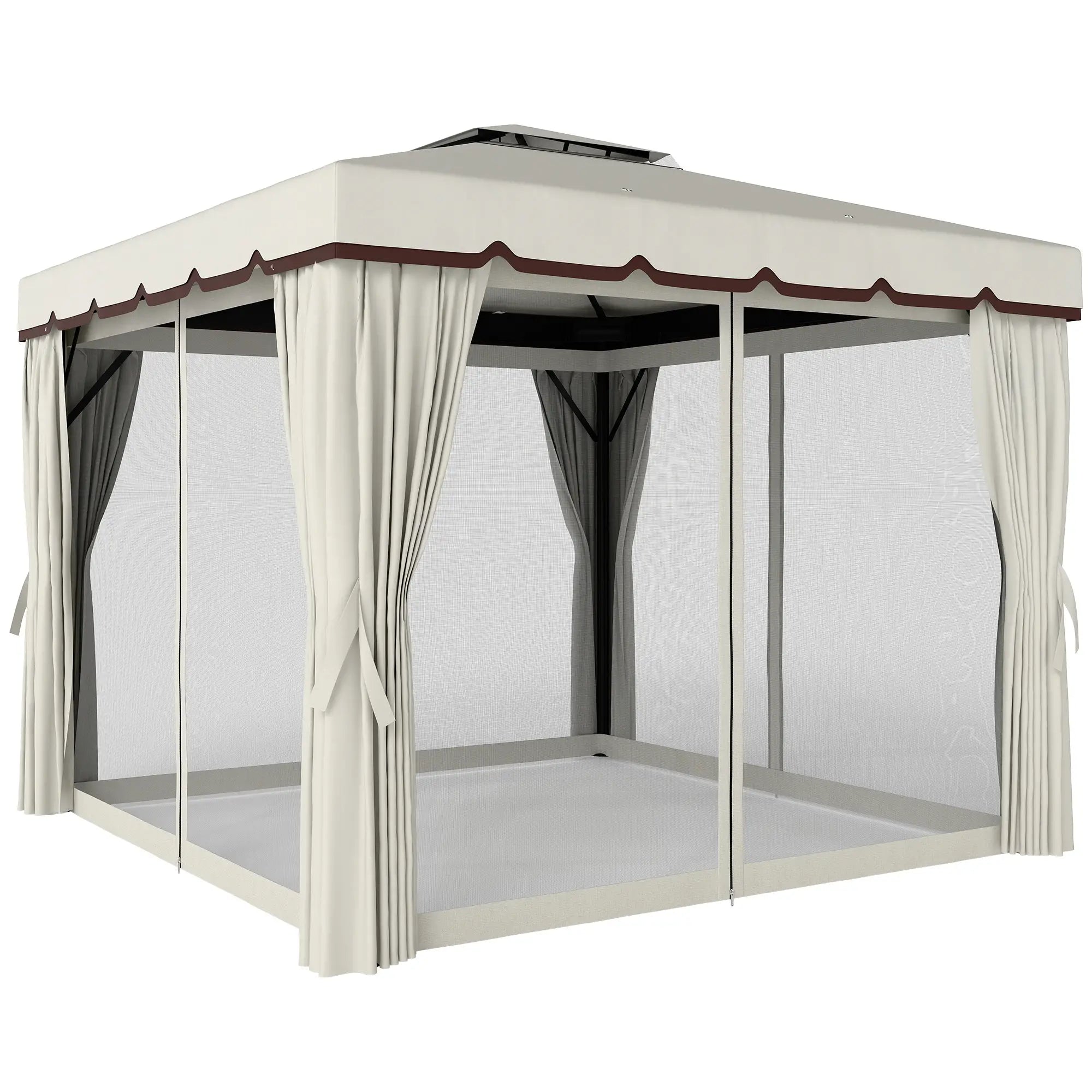 10' x 10' Outdoor Gazebo, Double Soft-Top, Cream White Gazebos Cream at Gallery Canada