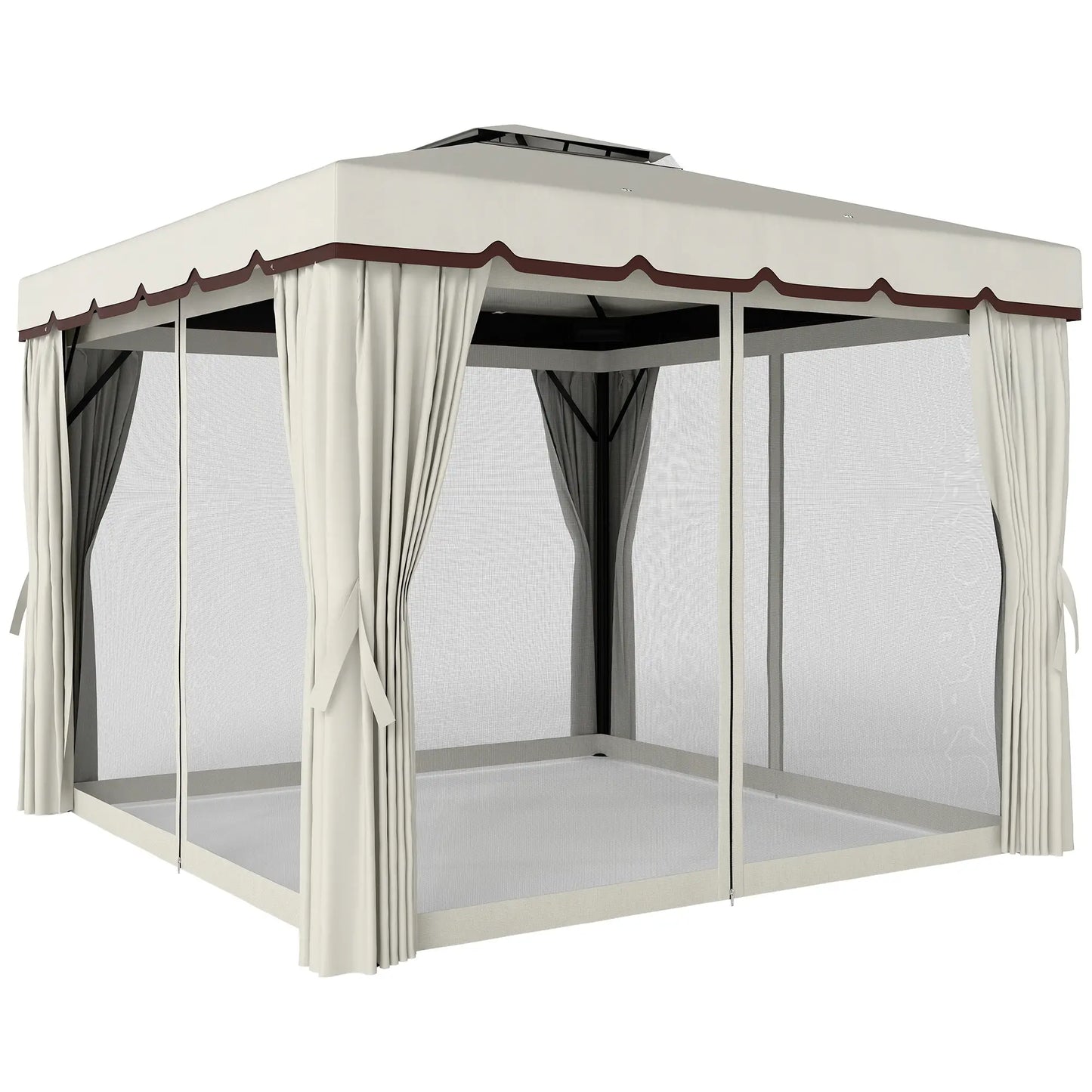 10' x 10' Outdoor Gazebo, Double Soft-Top, Cream White Gazebos Cream at Gallery Canada