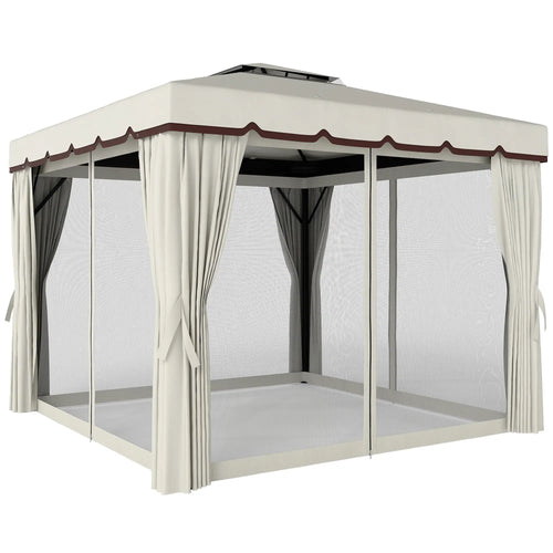 10' x 10' Outdoor Gazebo, Double Soft-Top, Cream White