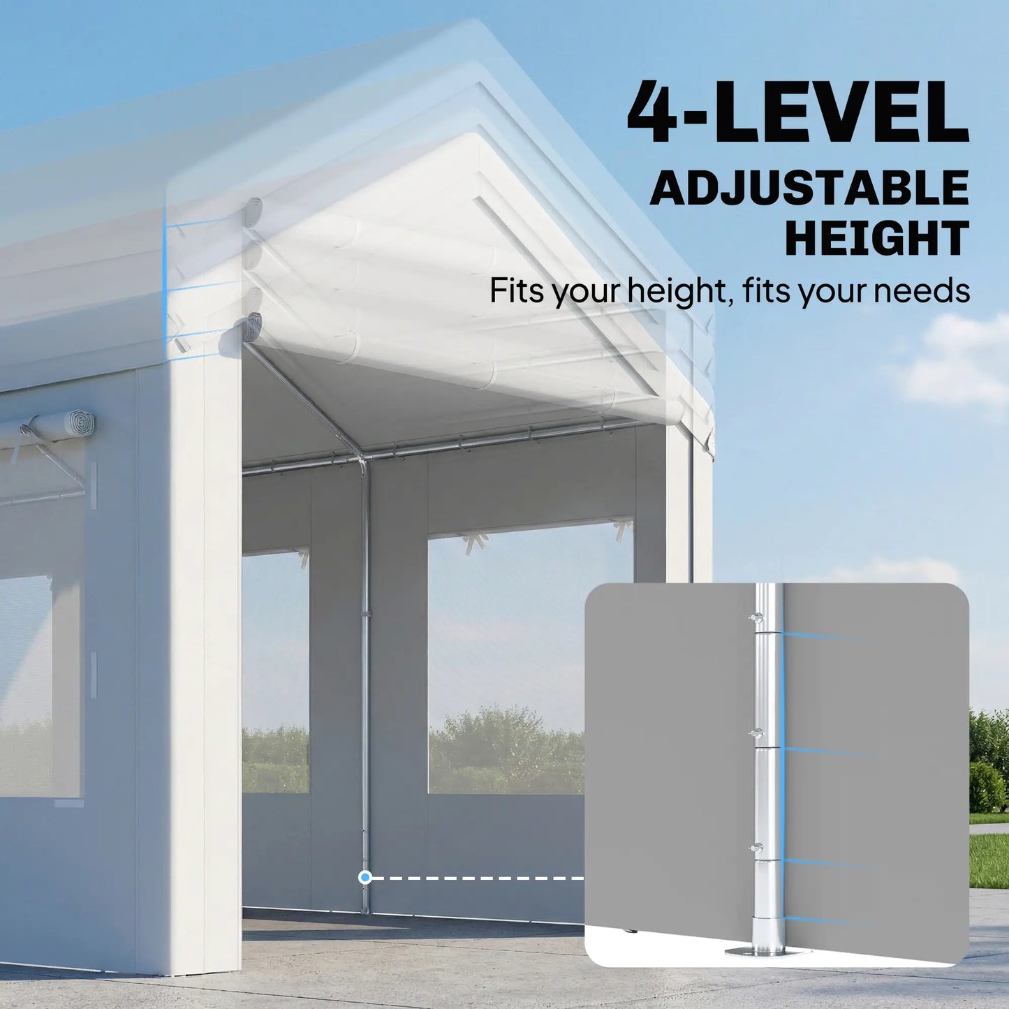 10' x 20' Heavy Duty Carport, Adjustable Garage Canopy Tent, White Car Shelters at Gallery Canada