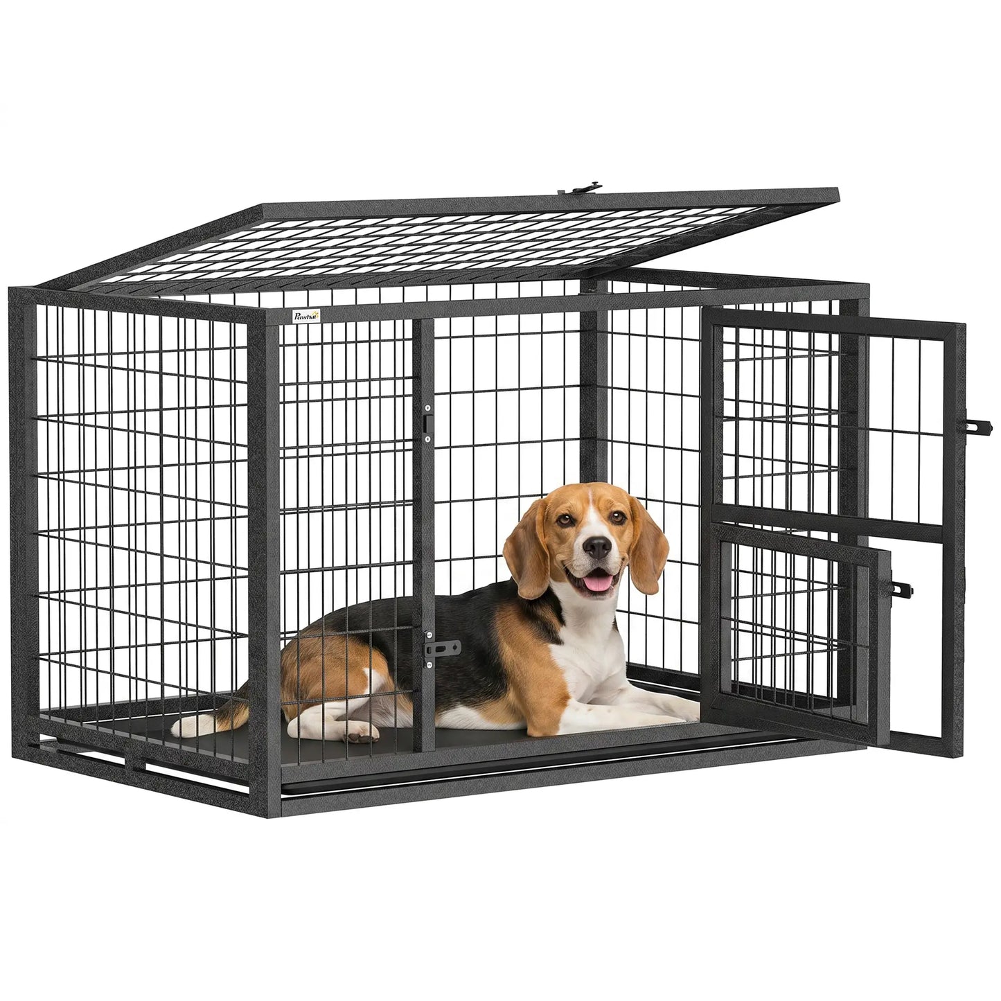 37 Inch Heavy Duty Dog Crate, Metal Kennel With Removable Tray Dog Cages & Crates at Gallery Canada