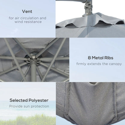 9.6ft Offset Patio Umbrella, Hanging Parasol, Crank, Dark Grey Cantilever Umbrellas at Gallery Canada