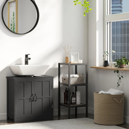 Pedestal Under Sink Vanity Cabinet, Double Doors, Adjustable Shelf, Black Sink Cabinets at Gallery Canada