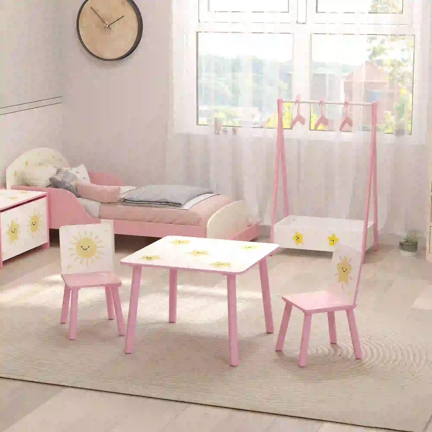 Kids Table And Chair Set, 3-Piece, Star Pattern, Ages 3-8, Pink Kids Table Sets at Gallery Canada