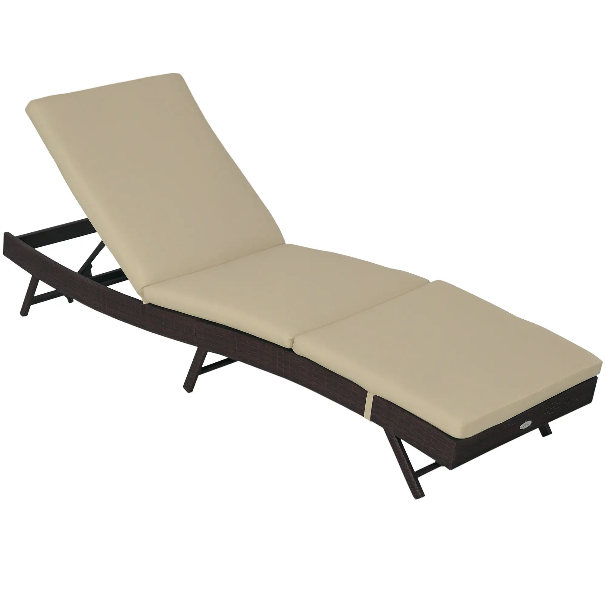 Wicker Patio Lounger, Outdoor Recliner w/ Adjustable Backrest, Khaki Chaise Loungers at Gallery Canada