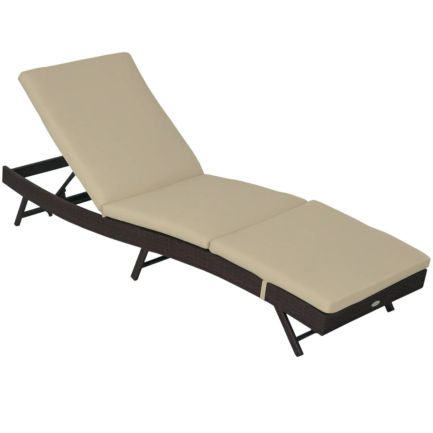 Wicker Patio Lounger, Outdoor Recliner w/ Adjustable Backrest, Khaki Chaise Loungers at Gallery Canada